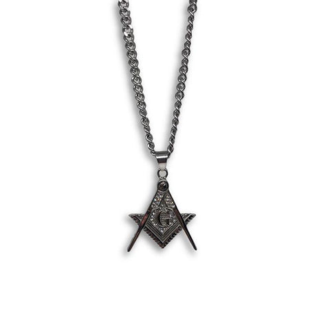 24IN 6MM WHITE STERLING STEEL CHAIN WITH MASON PENDANT STL_069 - WORLDSTARBLING
