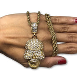 30IN 4MM Rope Chain Gold Plated Stainless Steel With Skull Pendant STL_070 - WORLDSTARBLING