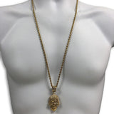 30IN 4MM Rope Chain Gold Plated Stainless Steel With Skull Pendant STL_070 - WORLDSTARBLING