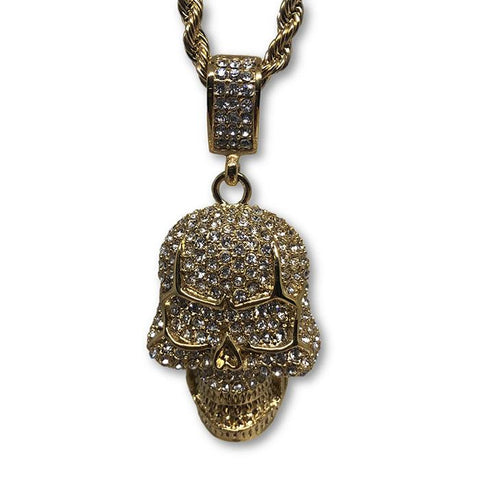 30IN 4MM Rope Chain Gold Plated Stainless Steel With Skull Pendant STL_070 - WORLDSTARBLING