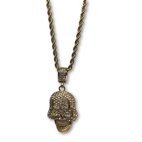 30IN 4MM Rope Chain Gold Plated Stainless Steel With Skull Pendant STL_070 - WORLDSTARBLING