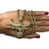 30IN 4MM Rope Chain Gold Plated Stainless Steel With Lion Pendant STL_071 - WORLDSTARBLING