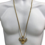 30IN 4MM Rope Chain Gold Plated Stainless Steel With Lion Pendant STL_071 - WORLDSTARBLING
