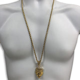 30IN 4MM Rope Chain Gold Plated Stainless Steel With Lion Pendant STL_072 - WORLDSTARBLING