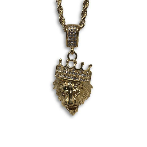 30IN 4MM Rope Chain Gold Plated Stainless Steel With Lion Pendant STL_072 - WORLDSTARBLING