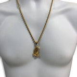 24IN 4MM Rope Chain Gold Plated Stainless With Praying Hands Pendants STL_075 - WORLDSTARBLING
