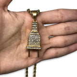 24IN 4MM Rope Chain Gold Plated Stainless With Plug Pendant STL_076 - WORLDSTARBLING