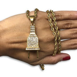 24IN 4MM Rope Chain Gold Plated Stainless With Plug Pendant STL_076 - WORLDSTARBLING