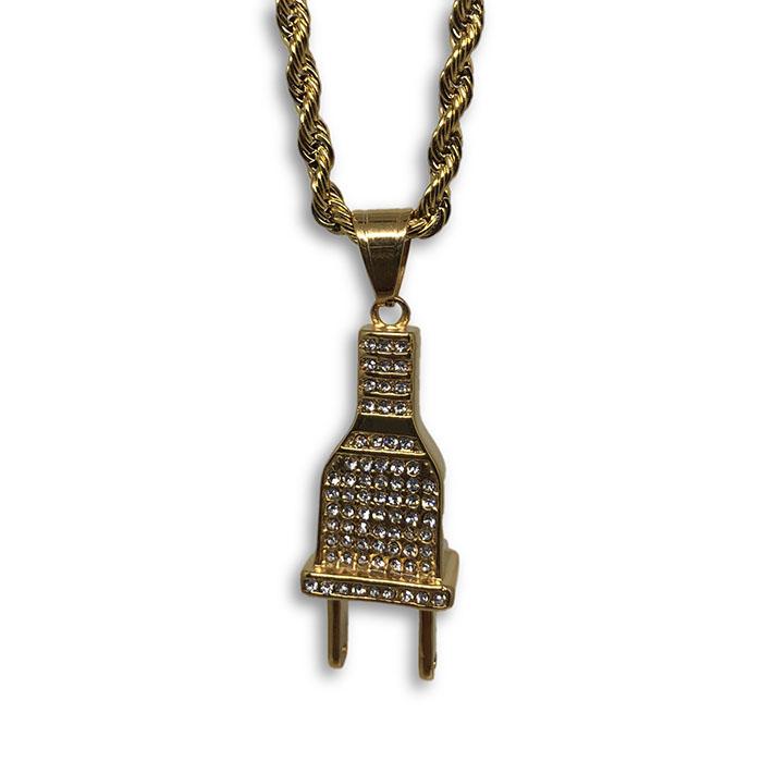 24IN 4MM Rope Chain Gold Plated Stainless With Plug Pendant STL_076 - WORLDSTARBLING
