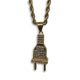 24IN 4MM Rope Chain Gold Plated Stainless With Plug Pendant STL_076 - WORLDSTARBLING