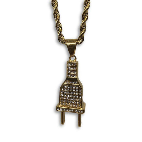 24IN 4MM Rope Chain Gold Plated Stainless With Plug Pendant STL_076 - WORLDSTARBLING