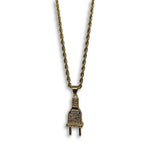 24IN 4MM Rope Chain Gold Plated Stainless With Plug Pendant STL_076 - WORLDSTARBLING