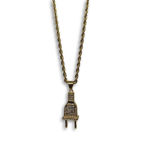 24IN 4MM Rope Chain Gold Plated Stainless With Plug Pendant STL_076 - WORLDSTARBLING