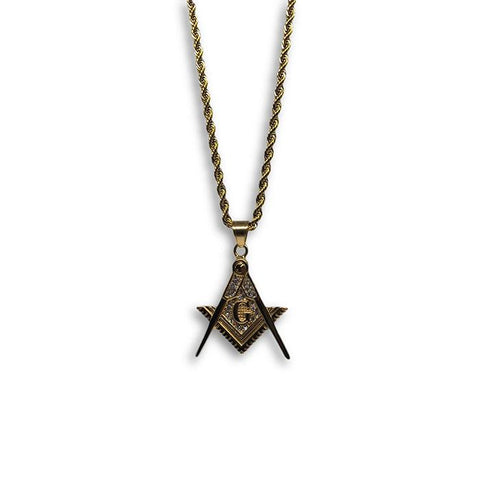24IN 4MM Rope Chain Gold Plated Stainless With Mason Pendant STL_078 - WORLDSTARBLING