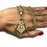 24IN 4MM Rope Chain Gold Plated Stainless With Mason Pendant STL_078 - WORLDSTARBLING