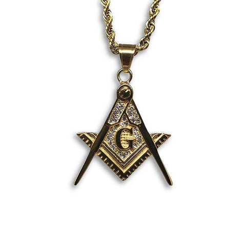 24IN 4MM Rope Chain Gold Plated Stainless With Mason Pendant STL_078 - WORLDSTARBLING