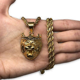 24IN 4MM Rope Chain Gold Plated Stainless With Lion Pendant STL_080 - WORLDSTARBLING