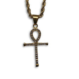 24IN 4MM Rope Chain Gold Plated Stainless With Ankh Cross Pendant STL_081 - WORLDSTARBLING