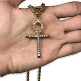 24IN 4MM Rope Chain Gold Plated Stainless With Ankh Cross Pendant STL_081 - WORLDSTARBLING