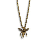 24IN 4MM Rope Chain Gold Plated Stainless With Angel Pendant STL_082 - WORLDSTARBLING