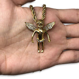 24IN 4MM Rope Chain Gold Plated Stainless With Angel Pendant STL_082 - WORLDSTARBLING