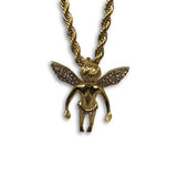 24IN 4MM Rope Chain Gold Plated Stainless With Angel Pendant STL_082 - WORLDSTARBLING