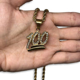 24IN 4MM Rope Chain Gold Plated Stainless With Emoji Pendant STL_083 - WORLDSTARBLING