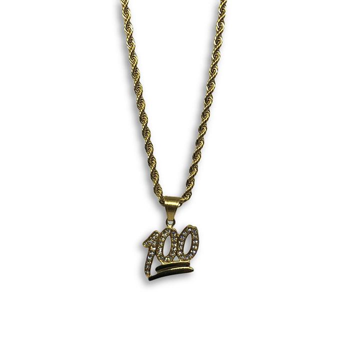 24IN 4MM Rope Chain Gold Plated Stainless With Emoji Pendant STL_083 - WORLDSTARBLING