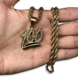 24IN 4MM Rope Chain Gold Plated Stainless With Emoji Pendant STL_083 - WORLDSTARBLING