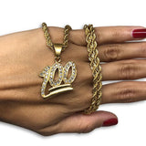 24IN 4MM Rope Chain Gold Plated Stainless With Emoji Pendant STL_083 - WORLDSTARBLING