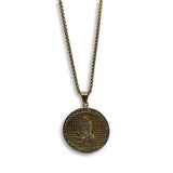 24IN 4MM Rollo Chain Gold Plated Stainless With Round Praying Hands Pendant STL_084 - WORLDSTARBLING