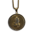 24IN 4MM Rollo Chain Gold Plated Stainless With Round Praying Hands Pendant STL_084 - WORLDSTARBLING