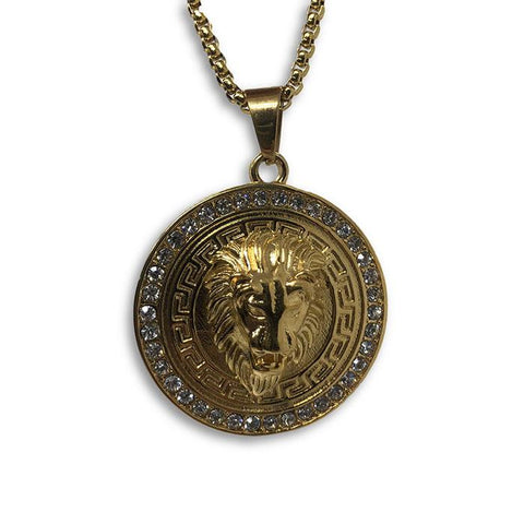 24IN 4MM Rollo Chain Gold Plated Stainless With Lion Pendant STL_085 - WORLDSTARBLING