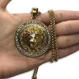 24IN 4MM Rollo Chain Gold Plated Stainless With Lion Pendant STL_085 - WORLDSTARBLING