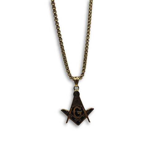 24IN 4MM Rollo Chain Gold Plated Stainless With Mason Pendant STL_087 - WORLDSTARBLING