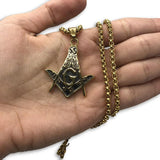 24IN 4MM Rollo Chain Gold Plated Stainless With Mason Pendant STL_087 - WORLDSTARBLING