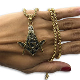 24IN 4MM Rollo Chain Gold Plated Stainless With Mason Pendant STL_087 - WORLDSTARBLING