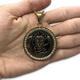 24IN 4MM Rollo Chain Gold Plated Stainless With Round Lion Pendant STL_088 - WORLDSTARBLING