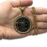 24IN 4MM Rollo Chain Gold Plated Stainless With Round Lion Pendant STL_088 - WORLDSTARBLING