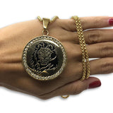 24IN 4MM Rollo Chain Gold Plated Stainless With Round Lion Pendant STL_088 - WORLDSTARBLING