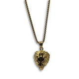 24IN 4MM Rollo Chain Gold Plated Stainless With Lion Haed Pendant STL_089 - WORLDSTARBLING
