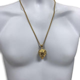 24IN 4MM Rollo Chain Gold Plated Stainless With Lion Haed Pendant STL_089 - WORLDSTARBLING