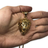 24IN 4MM Rollo Chain Gold Plated Stainless With Lion Haed Pendant STL_089 - WORLDSTARBLING