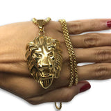 24IN 4MM Rollo Chain Gold Plated Stainless With Lion Haed Pendant STL_090 - WORLDSTARBLING