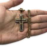 24IN 4MM Rollo Chain Gold Plated Stainless With Cross Pendant STL_091 - WORLDSTARBLING
