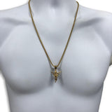 24IN 4MM Rollo Chain Gold Plated Stainless With Angel Pendant STL_092 - WORLDSTARBLING