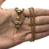 24IN 4MM Rollo Chain Gold Plated Stainless With Angel Pendant STL_092 - WORLDSTARBLING