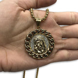 24IN 4MM Rollo Chain Gold Plated Stainless With Round Jesus Pendant STL_093 - WORLDSTARBLING
