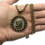 24IN 4MM Rollo Chain Gold Plated Stainless With Round Jesus Pendant STL_093 - WORLDSTARBLING