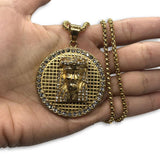 24IN 4MM Rollo Chain Gold Plated Stainless With Round Jesus Pendant STL_094 - WORLDSTARBLING